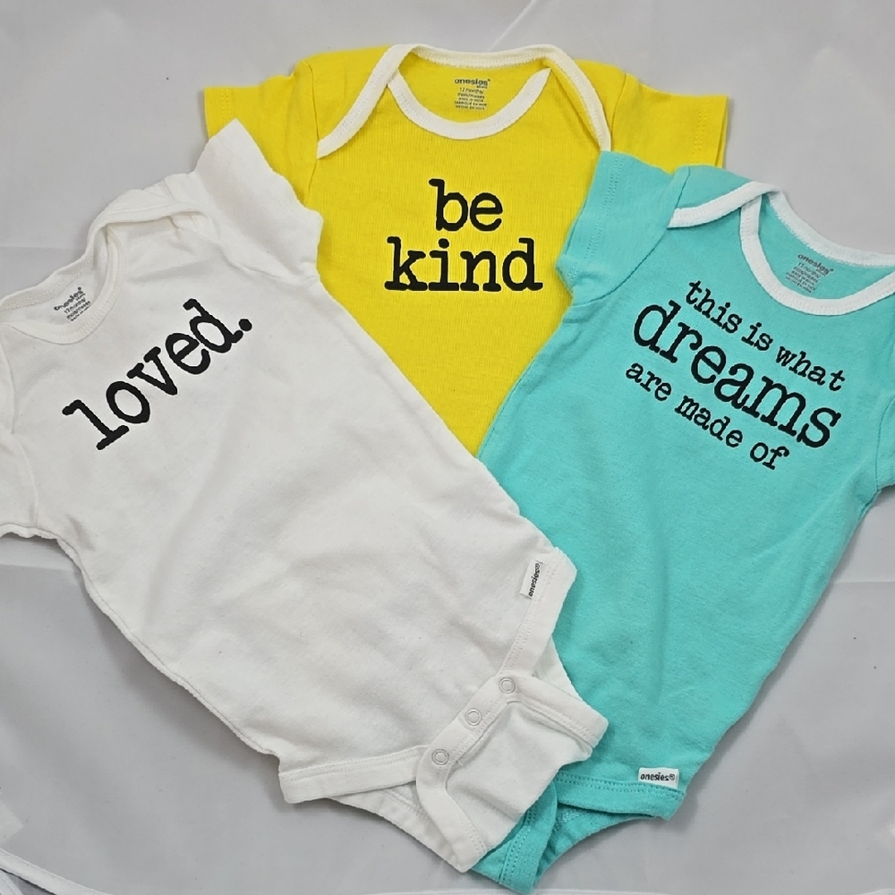 Set of Three Graphic Baby Onesies